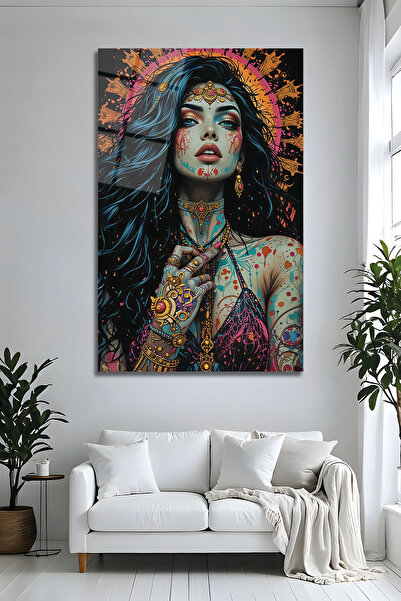Parıltı Yayınları Pictură modernă gotică pe sticlă de lux cu figuri feminine,...
