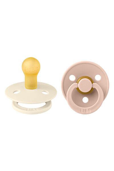 Bibs Set 2 suzete Colour Latex, tetină rotundă, 0 luni, Ivory/Blush
