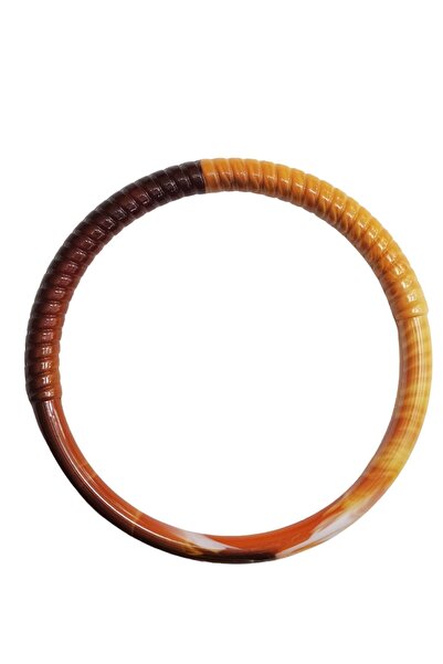 MarifetDükkan 13 CM SARGILI RATTAN MODELİ BAMBU GÖRÜNÜMLÜ ÇANTA SAPI / 2 ADET