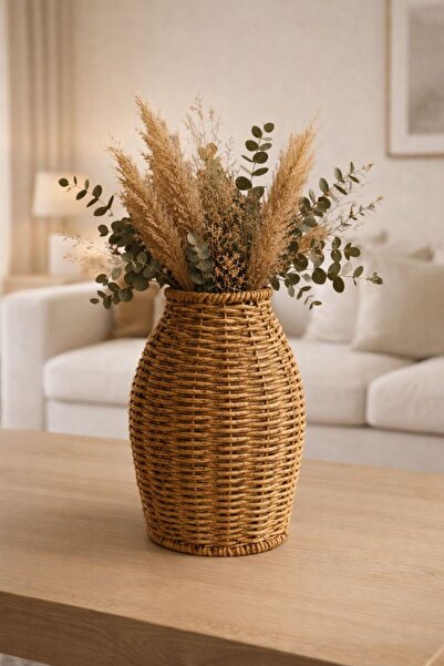 Bayev Riva-03 Rattan Vase Multi-Purpose Decorative Rattan Knitted Vase
