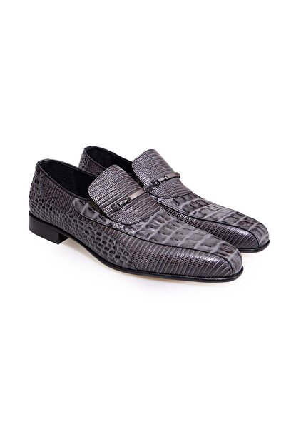 FRANCO CALVANI Gray Color Laceless Genuine Leather Men's Shoes