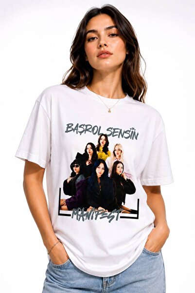 LUCEVERA Kız Çocuk Manifest Baskılı Oversize Tişört | Günlük Yazlık T-Shirt