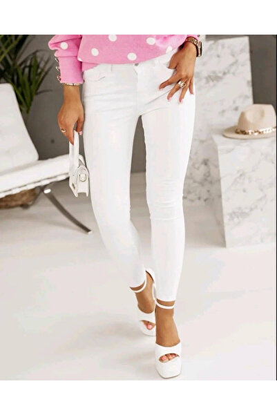 Woman's Fashion Γυναικείο υφασμάτινο παντελόνι λευκό