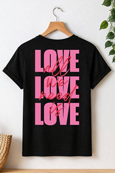 Spoyi Love Mood dizajnirana 100% pamučna polu-oversize crna majica