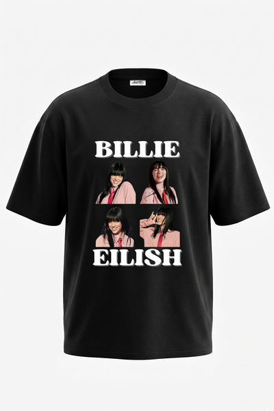 Anetos Μπλουζάκι Billie Eilish_99 με στάμπα σχεδίου, Unisex, Oversize, Μαύρο