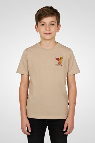 Blue Heritage Kids Boy Crew Neck Short Sleeve Graphic Print T-Shirt, Tan