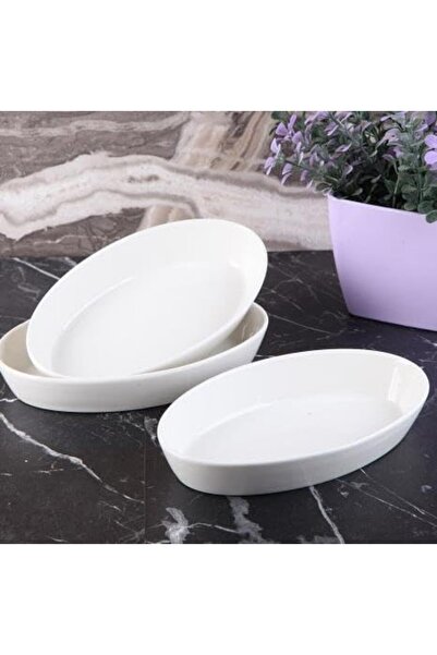 Yıldızan Mrt Shop 3-Piece Porcelain Kayık Plate Snack Bowl 16 * 10cm 1181802