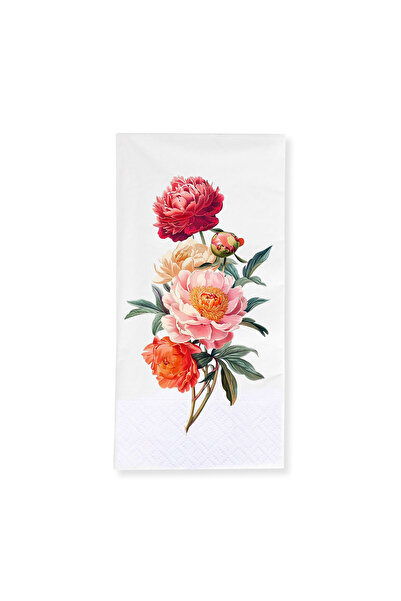 Story 33X33 cm Peony Flowers Floral Patterned 2 Ply 16 Pieces 1/8 Fold White ...