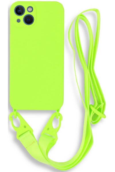 Bodycell Θήκη Σιλικόνης με Λουράκι Λαιμού - Apple iPhone 13 - Light Green