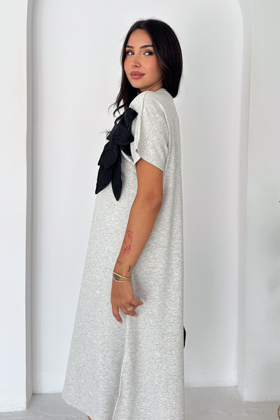 Noa&Noa 3D Floral Appliqué Midi Dress with Slit Detail