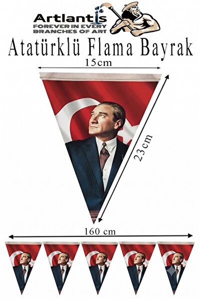 Artlantis Atatürklü Kağıt Flama 1 Adet Set 1 Ata Flama Süsleme 29 Ekim 23 Nis...