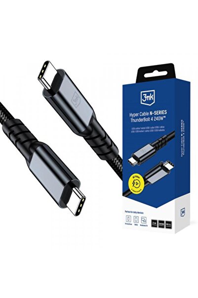 3MK Cablu Hyper N Thunderbolt 4 USB-C la USB-C, 240W, 2m, Negru