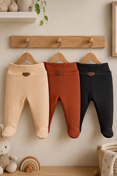 MAHFEL 100% Cotton Basic 3-Piece Unisex Baby Bottom Pants with Booties