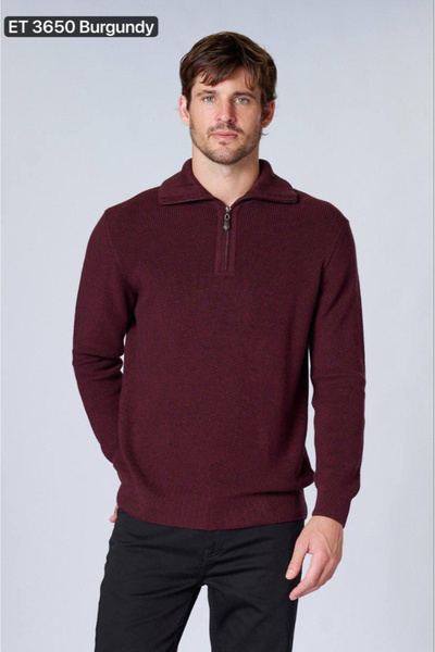 UFashion Pulover bărbătesc cu fermoar – Bordeaux