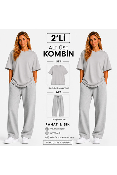 JULİA MODA 2' Li Kadın Eşofman Altı Ve Üstü Takım Rahat Hafif ve Nefes Alabil...