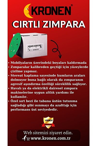 Cırtlı Zımpara P280 Çap 150 - 1 Paket ( 1 Paket 100 Adettir.)