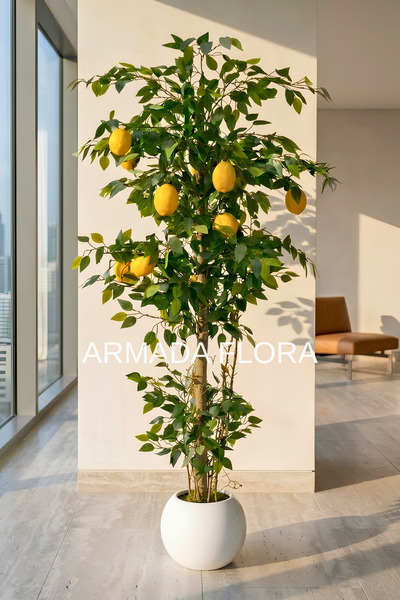 Armada Flora Yapay 10 Limonlu Limon Ağacı 180 cm 27*33 Küre Saksılı