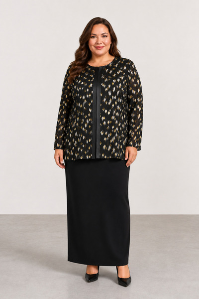 bihan store Women's Plus Size Textured Jacket and Blouse Two-Piece Set - Y26-...