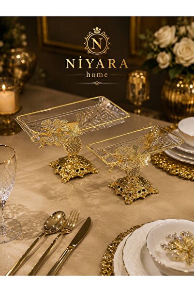 Niyara home طقم من 2 قطعة من أوعية تقديم الطعام الزجاجية