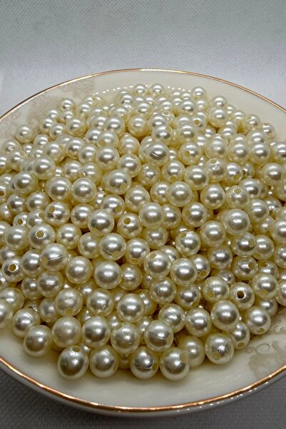 hobi dünyası evim 8 mm 25 Gram Krem İnci Boncuk Plastik Takı Aksesuar Bilekli...