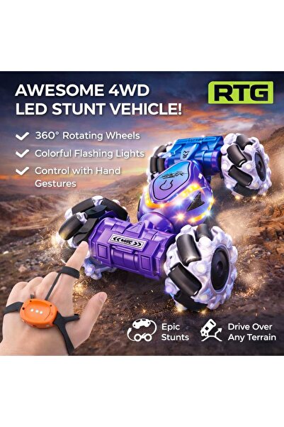 RTG 4WD Gesture Control RC Stunt Car with LED Lights 360° Rotation