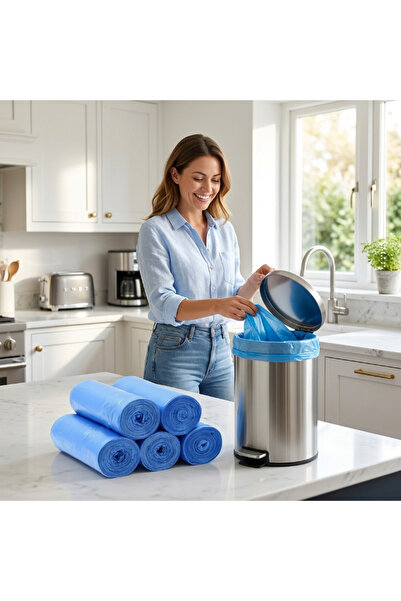 Larimar 100 Pieces Medium Size Garbage Bags 55X60 cm (5 Rolls) Thick Durable ...