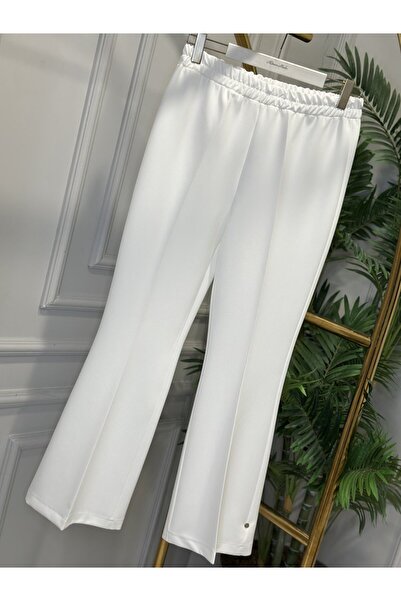 ALANURMODA 3926 Spanish Style Elastic Waist Trousers Ecru
