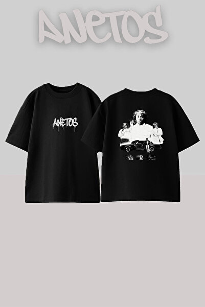 Anetos Μαύρο μπλουζάκι με σχέδιο Kendrick Lamar, με στάμπα, unisex, oversized