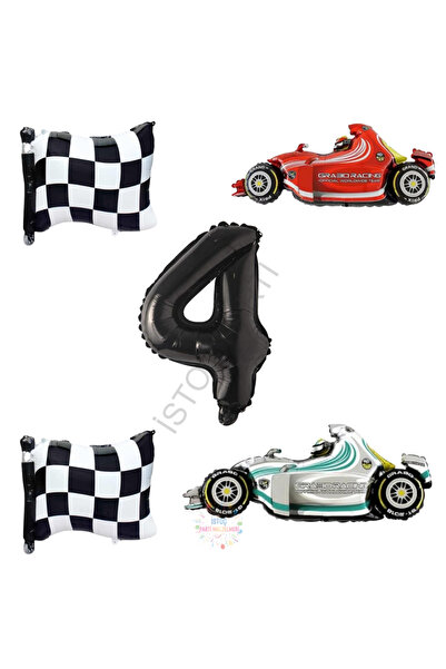 İSTOÇ PARTİ İstoç Checkered Racing Vehicles Themed Birthday Set Age-4