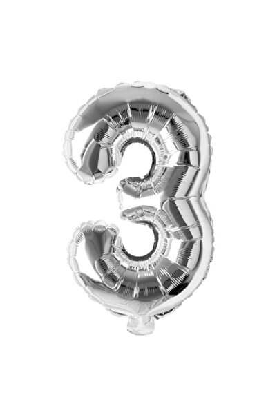 duoguo Balon din folie, Numărul 3, 80 cm, Pentru aer sau heliu, Argintiu