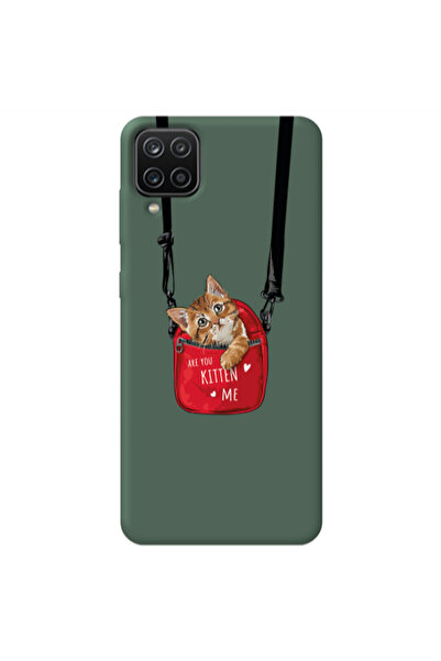 Other Samsung A12 Are you kitten Dark Green Colored Silicone TPU Θήκη