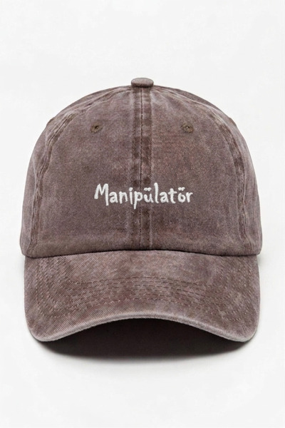 ŞapkaMania "Manipulator" Written Brown Embroidered Washable Vintage Unisex Hat