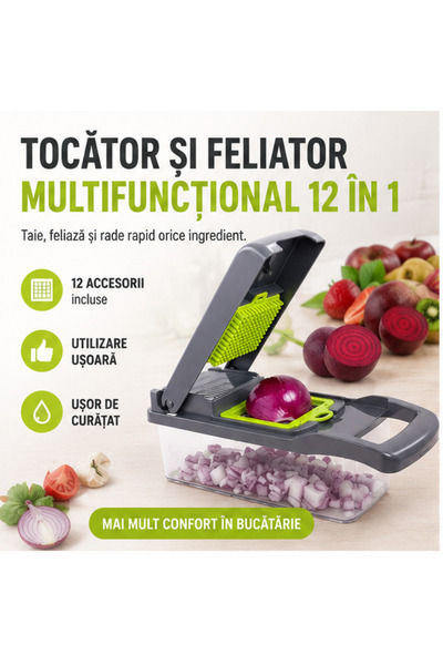 OEM Razatoare multifunctionala όσπρια si fructe 9 piese, lame inox + maner pr...
