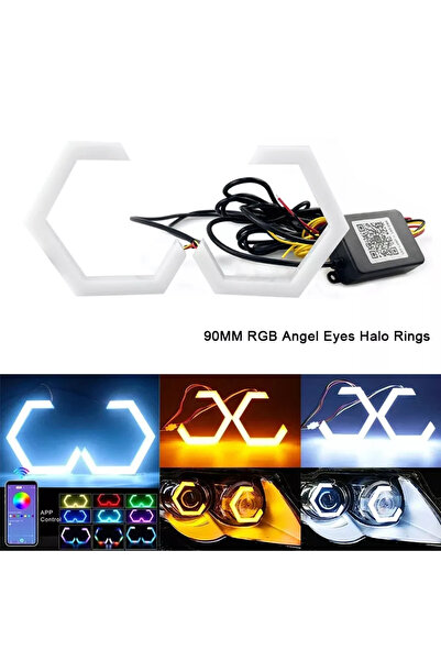 OEM RGB Angel Eyes Halo Rings με APP Control 12V/24V - Λευκό DRL &amp; Πορτοκ...