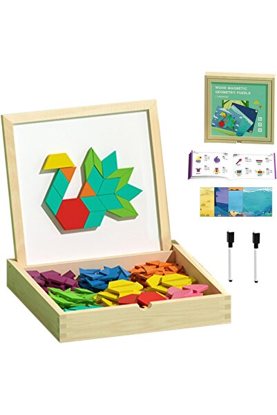 Arabest Solid Wood Magnetic Blocks,Math Geometry Fine Motor Skills Toys for K...