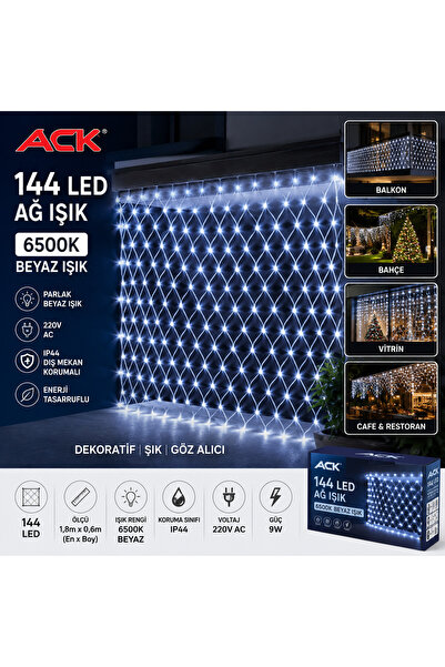 ACK 144 LED Ağ Işık 6500K Beyaz Işık Dekoratif File LED Aydınlatma IP44