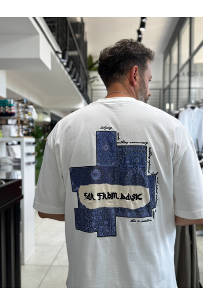 BYBASICMAN White Motif Carpet Patch Oversize T-Shirt Res-1117