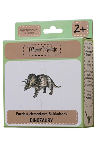 Mama Maluje Puzzle Dinozauri, Mama Maluje, Carton, 12 x 12 cm, 4 piese