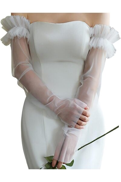 Arabest Gloves,Sheer Wedding Lace Designs,Fingerless Arm Sleeves,for Bride,Fo...