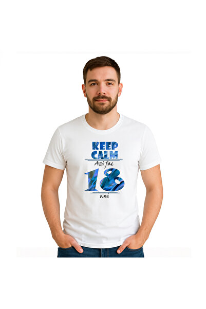 OEM Tricou barbat Keep calm,azi fac 18 ani , 100%bumbac