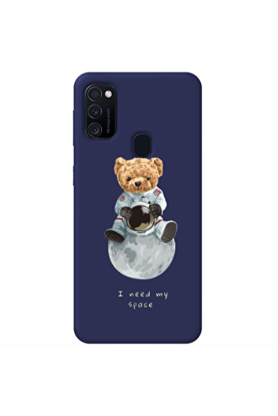 Other Samsung M21 Bear in space Dark blue Colored Silicone TPU Θήκη