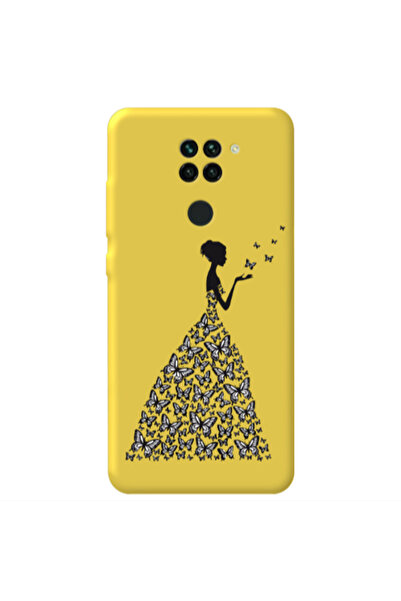 Other Xiaomi Redmi Note 9 Butterfly Girl Yellow Colored Silicone TPU Θήκη