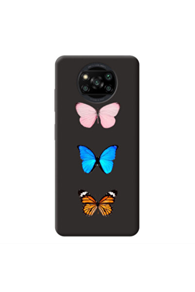 Other Xiaomi Poco X3 /X3 Pro Triple Butterfly Black Colored Silicone TPU Θήκη