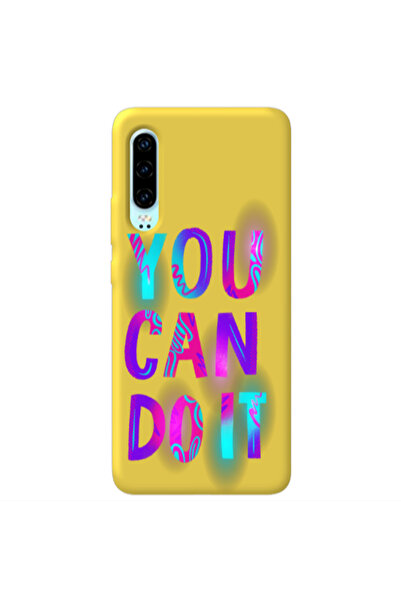Other Huawei P30 You Can Doit Yellow Colored Silicone TPU Θήκη
