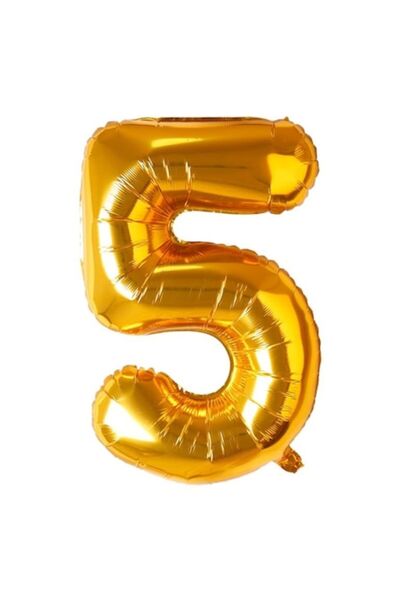 duoguo Balon din folie, Numărul 5, 80 cm, Pentru aer sau heliu, Auriu