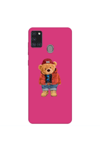 Other Samsung A21S Bear in a hat Fuchsia Colored Silicone TPU Θήκη