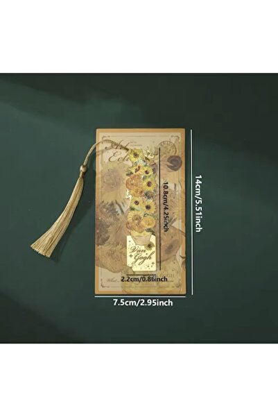 OEM Semn de carte metalic, Van Gogh, Floarea-soarelui, model decupat, auriu