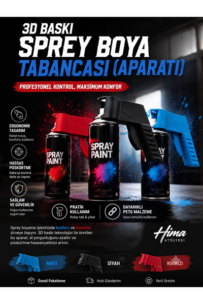 AnkeysDigitale 3D Baskı Sprey Boya Tabancası Aparatı | Ergonomik Sprey Boya K...