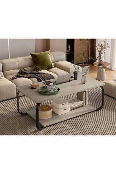 CityRiya -Long Coffee Table, 2 Tier End Table, Modern Central Table with Stor...