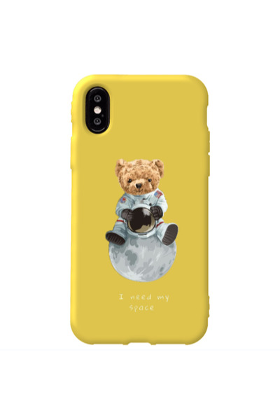 Other Apple iPhone Xs Max Bear in space Yellow Colored Silicone TPU Θήκη